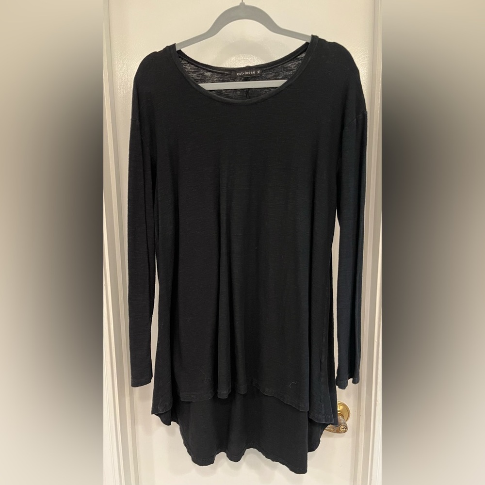 cut loose 3/4 sleeve tunic in Black XL